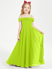 Chic Junior Bridesmaid Dresses Off the Shoulder Lime Green