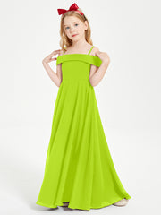 Chic Junior Bridesmaid Dresses Off the Shoulder Lime Green