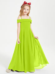 Chic Junior Bridesmaid Dresses Off the Shoulder Lime Green