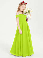 Chic Junior Bridesmaid Dresses Off the Shoulder Lime Green
