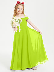 Chic Junior Bridesmaid Dresses Off the Shoulder Lime Green