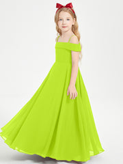 Chic Junior Bridesmaid Dresses Off the Shoulder Lime Green