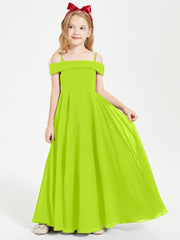 Chic Junior Bridesmaid Dresses Off the Shoulder Lime Green