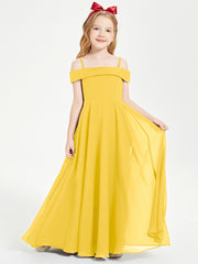 Chic Junior Bridesmaid Dresses Off the Shoulder Marigold