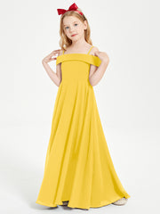 Chic Junior Bridesmaid Dresses Off the Shoulder Marigold