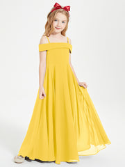 Chic Junior Bridesmaid Dresses Off the Shoulder Marigold