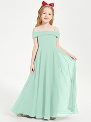 Chic Junior Bridesmaid Dresses Off the Shoulder Mint Green