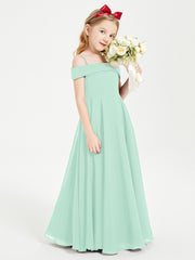 Chic Junior Bridesmaid Dresses Off the Shoulder Mint Green