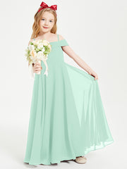 Chic Junior Bridesmaid Dresses Off the Shoulder Mint Green