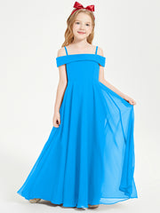 Chic Junior Bridesmaid Dresses Off the Shoulder Ocean Blue