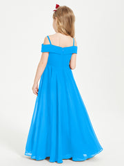 Chic Junior Bridesmaid Dresses Off the Shoulder Ocean Blue