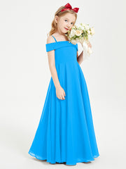 Chic Junior Bridesmaid Dresses Off the Shoulder Ocean Blue