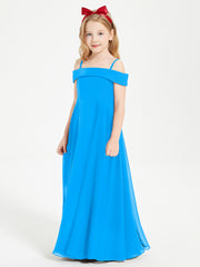 Chic Junior Bridesmaid Dresses Off the Shoulder Ocean Blue