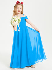 Chic Junior Bridesmaid Dresses Off the Shoulder Ocean Blue