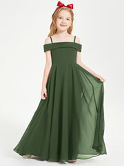 Chic Junior Bridesmaid Dresses Off the Shoulder Olive Green