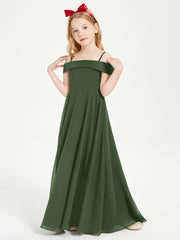 Chic Junior Bridesmaid Dresses Off the Shoulder Olive Green