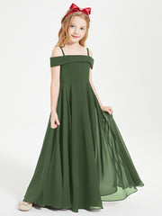 Chic Junior Bridesmaid Dresses Off the Shoulder Olive Green