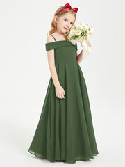 Chic Junior Bridesmaid Dresses Off the Shoulder Olive Green