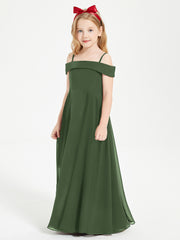 Chic Junior Bridesmaid Dresses Off the Shoulder Olive Green