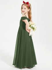Chic Junior Bridesmaid Dresses Off the Shoulder Olive Green
