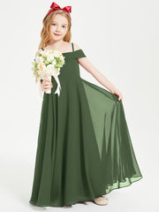 Chic Junior Bridesmaid Dresses Off the Shoulder Olive Green