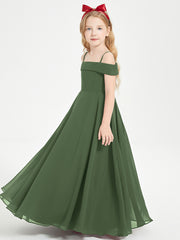 Chic Junior Bridesmaid Dresses Off the Shoulder Olive Green