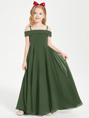 Chic Junior Bridesmaid Dresses Off the Shoulder Olive Green