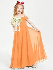 Chic Junior Bridesmaid Dresses Off the Shoulder Orange