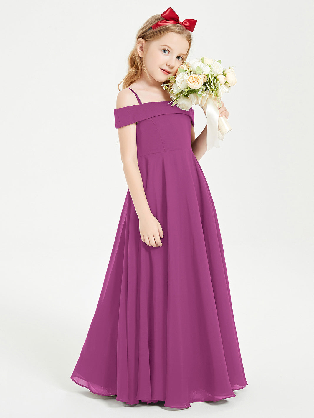 BABARONI Chic Junior Bridesmaid Dresses Off the Shoulder Orchid, Orchid / J4