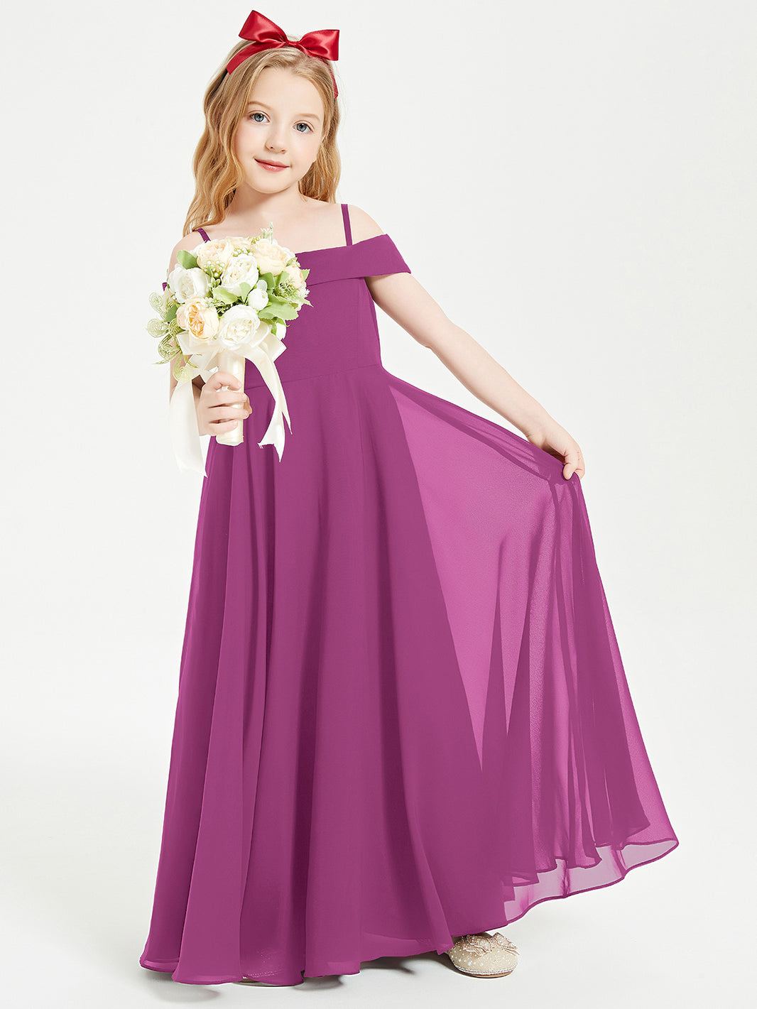 BABARONI Chic Junior Bridesmaid Dresses Off the Shoulder Orchid, Orchid / J4