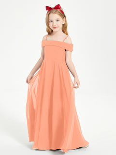 Chic Junior Bridesmaid Dresses Off the Shoulder Papaya