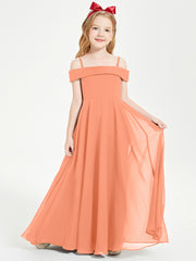 Chic Junior Bridesmaid Dresses Off the Shoulder Papaya