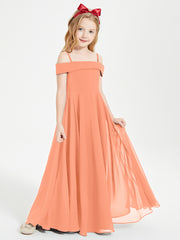 Chic Junior Bridesmaid Dresses Off the Shoulder Papaya