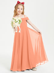 Chic Junior Bridesmaid Dresses Off the Shoulder Papaya