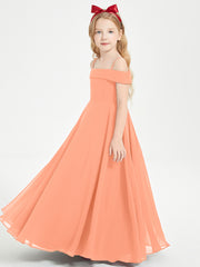 Chic Junior Bridesmaid Dresses Off the Shoulder Papaya