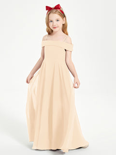 Chic Junior Bridesmaid Dresses Off the Shoulder Peach