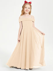 Chic Junior Bridesmaid Dresses Off the Shoulder Peach