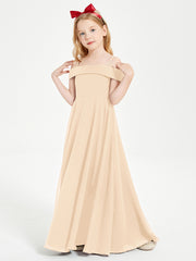 Chic Junior Bridesmaid Dresses Off the Shoulder Peach