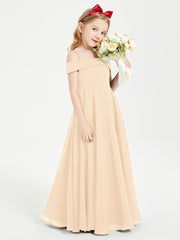 Chic Junior Bridesmaid Dresses Off the Shoulder Peach