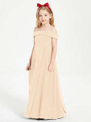 Chic Junior Bridesmaid Dresses Off the Shoulder Peach