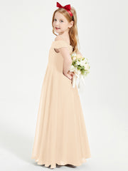 Chic Junior Bridesmaid Dresses Off the Shoulder Peach