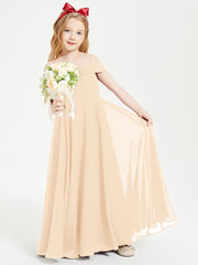 Chic Junior Bridesmaid Dresses Off the Shoulder Peach