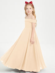 Chic Junior Bridesmaid Dresses Off the Shoulder Peach