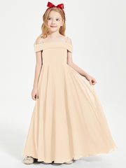 Chic Junior Bridesmaid Dresses Off the Shoulder Peach