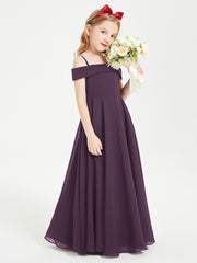 Chic Junior Bridesmaid Dresses Off the Shoulder Plum