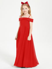 Chic Junior Bridesmaid Dresses Off the Shoulder Red