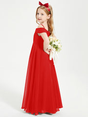 Chic Junior Bridesmaid Dresses Off the Shoulder Red