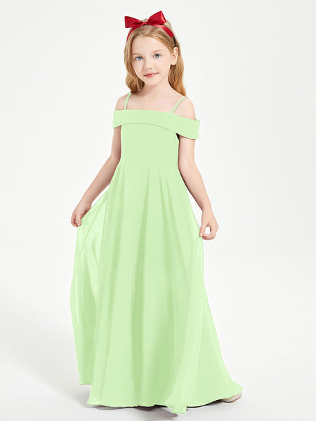 Wedtrend Junior Bridesmaid Dresses Green Delicate Chiffon Junior Bridesmaid  Gown Flutter Sleeves V-neck Olive G