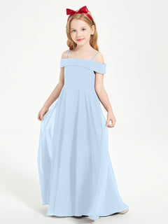 Chic Junior Bridesmaid Dresses Off the Shoulder Sky Blue