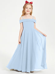 Chic Junior Bridesmaid Dresses Off the Shoulder Sky Blue